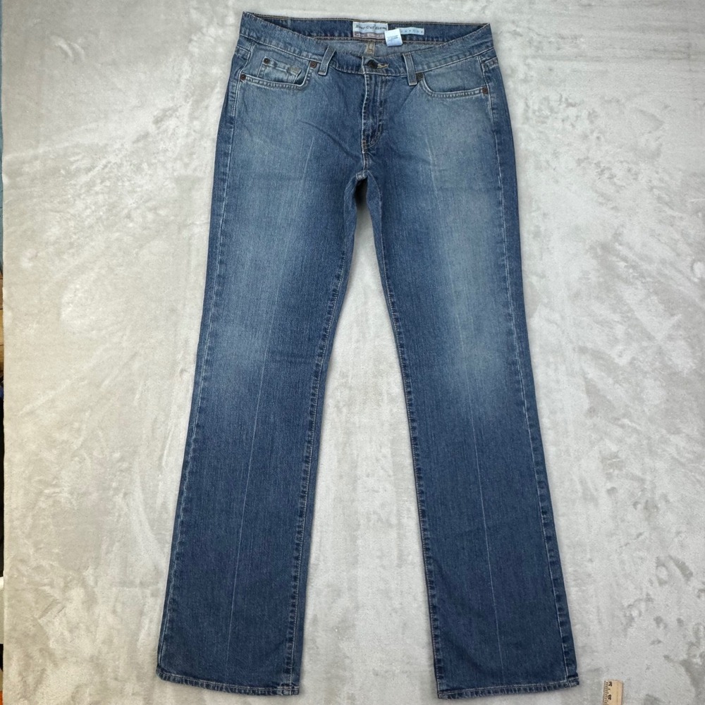 Vtg Old Navy Bootcut Jeans Women 10 33x34 Blue Stretch Ultra Low Waist Y2K Long